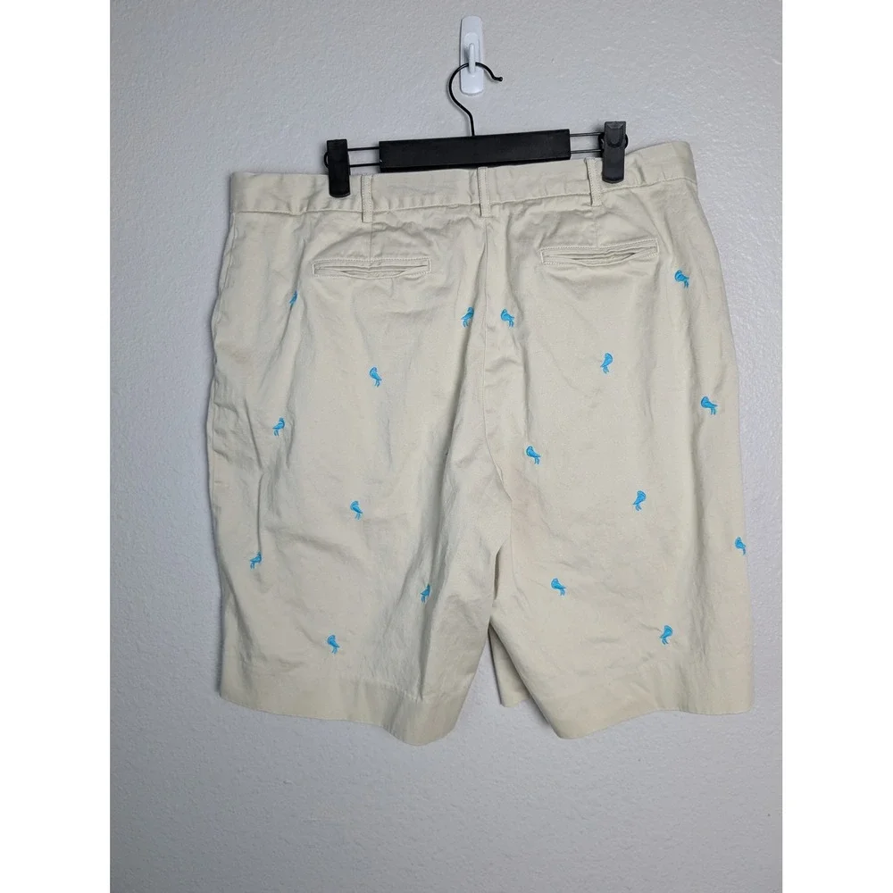 Brooks Brothers 346 Womens Beige Embroidered Blue Bird Chino Shorts Size 16